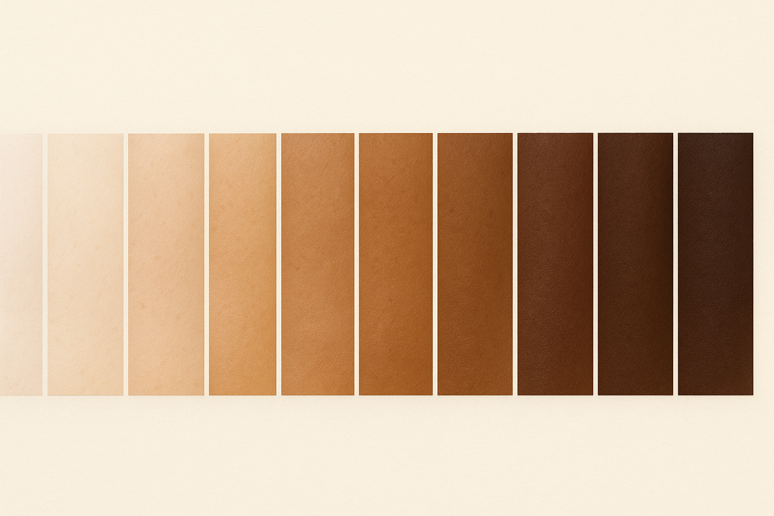 Visual reference of the 10 Monk Skin Tone Scale shades arranged in warm gradient